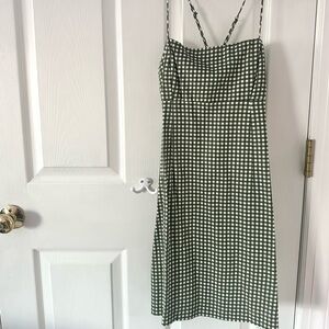 Urban Outfitters Green and White Gingham Slip Dress